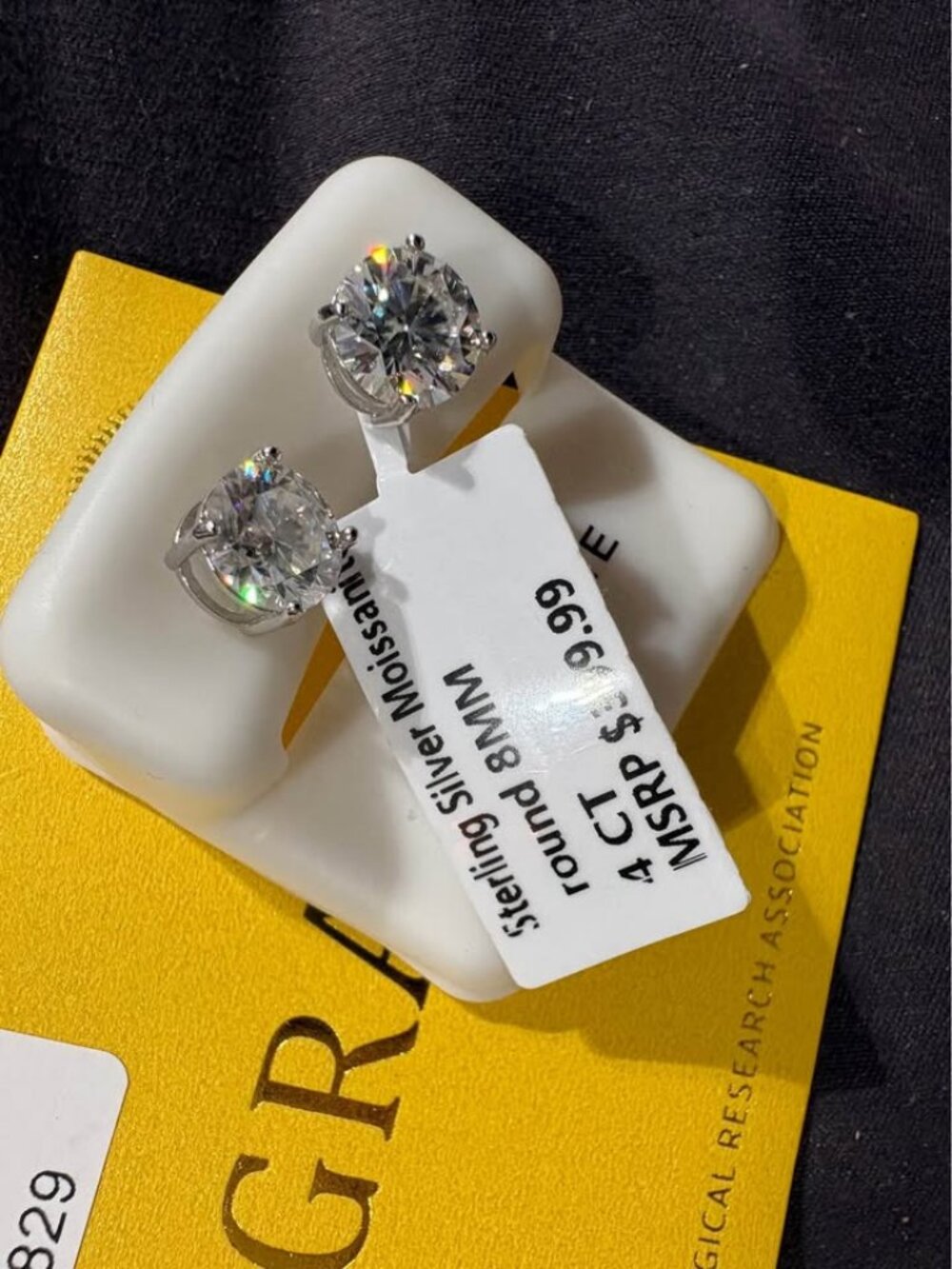 Sterling Silver 4 CT Round Brilliant Moissanite Stud Earrings with GRA